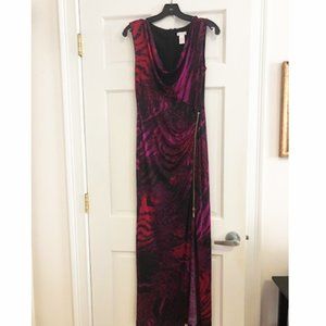 CACHE VINTAGE Split Leg Cowl-Neck Maxi Dress